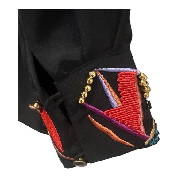 Vintage 80s Yves Saint Clair Black Button Down Embroidered Collar Sequins  10P - Picture 10 of 14